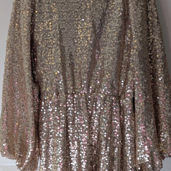 Eloquii Gold Sequin Wrap Dress Size 16 - Picture 4 of 6